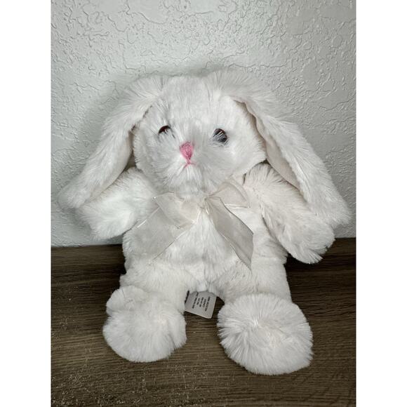 Animal Adventure Bunny Rabbit Easter White 8 Inch Plush Stuffed Animal 2016 Bow - Picture 1 of 2